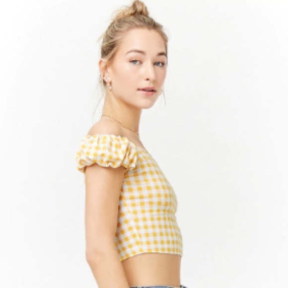 white and yellow crop top